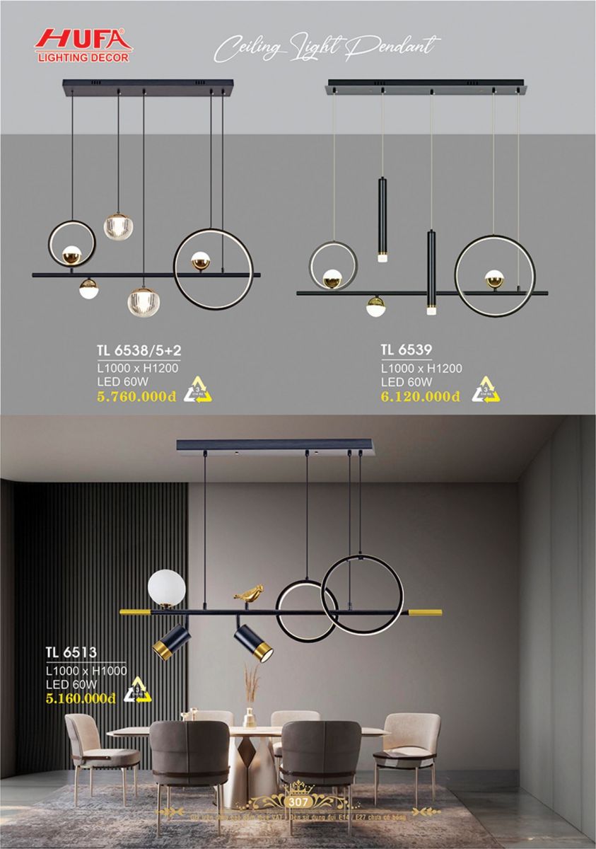 ĐÈN TRANG TRÍ HUFA 2025 TR 307 TL 6513, TL 6539, TL 6538/5+2