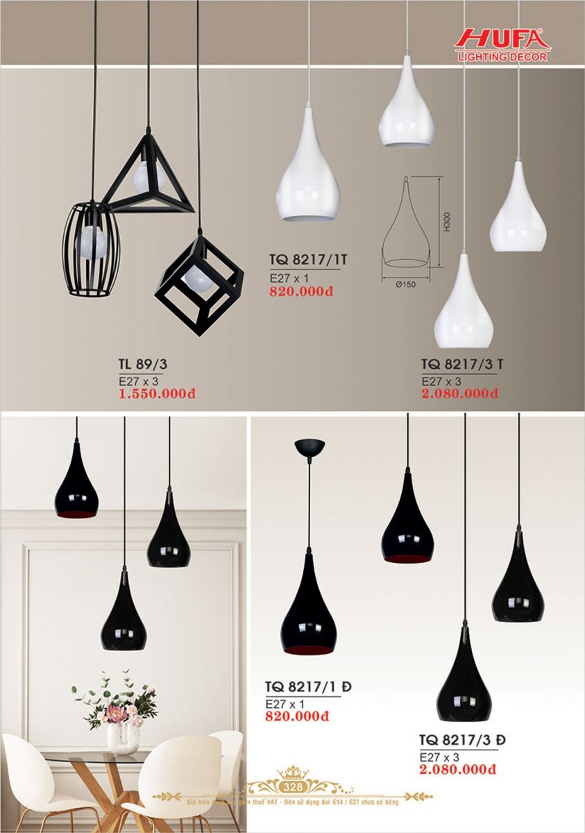 ĐÈN TRANG TRÍ HUFA 2025 TR 328 TQ 8217/3D, TQ 8217/3T, TQ 8217/1, TL 89/3