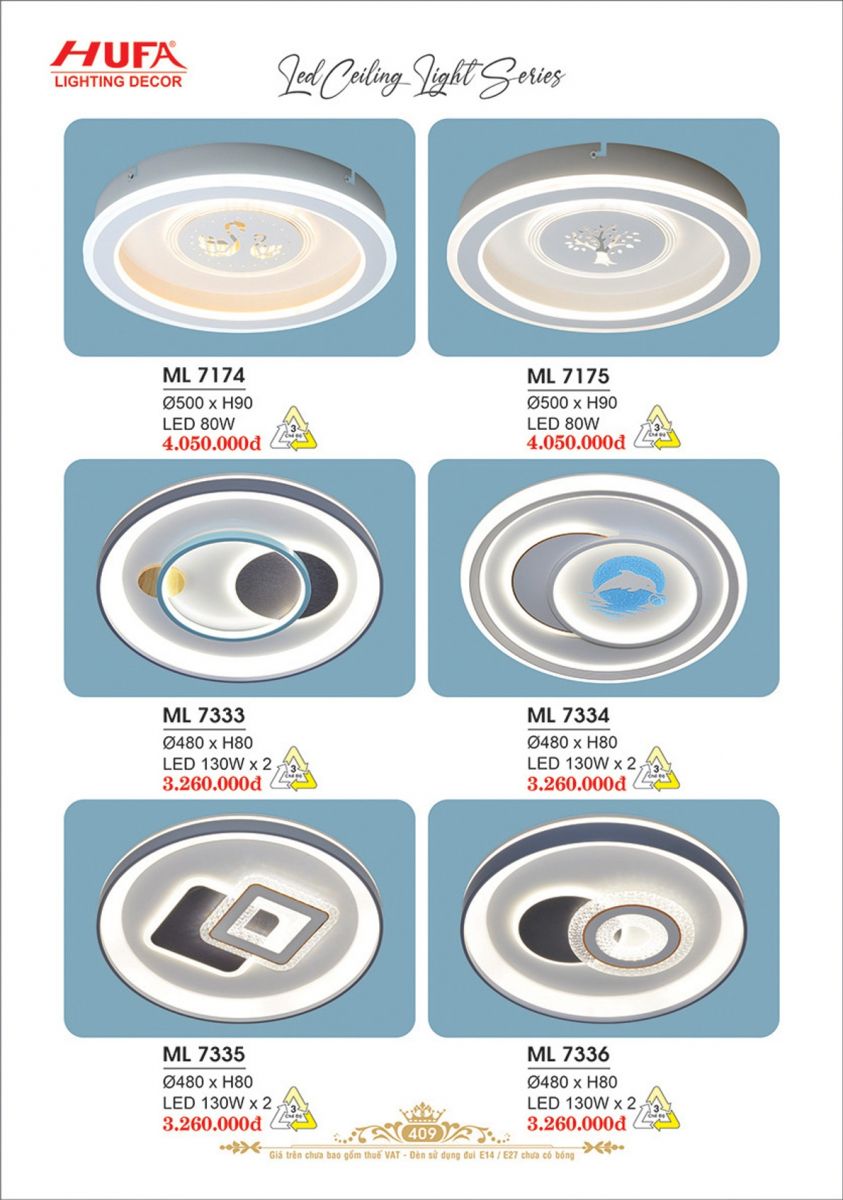 CATALOGUE TRANG TRÍ HUFA 2025 TR 409 ML 7336, ML 7335, ML 7334, ML 7333, ML 7175, ML 7174